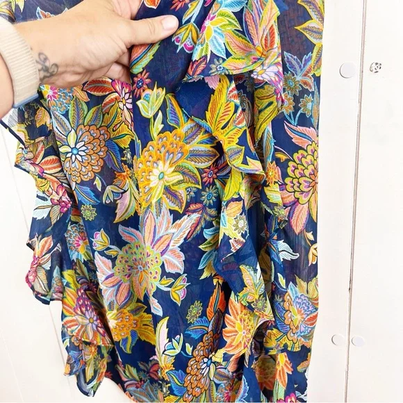 Bleu Rod Beattie Multicolor Floral Ruffle Swim Coverup Pants Womens Size 6 - Picture 5 of 9